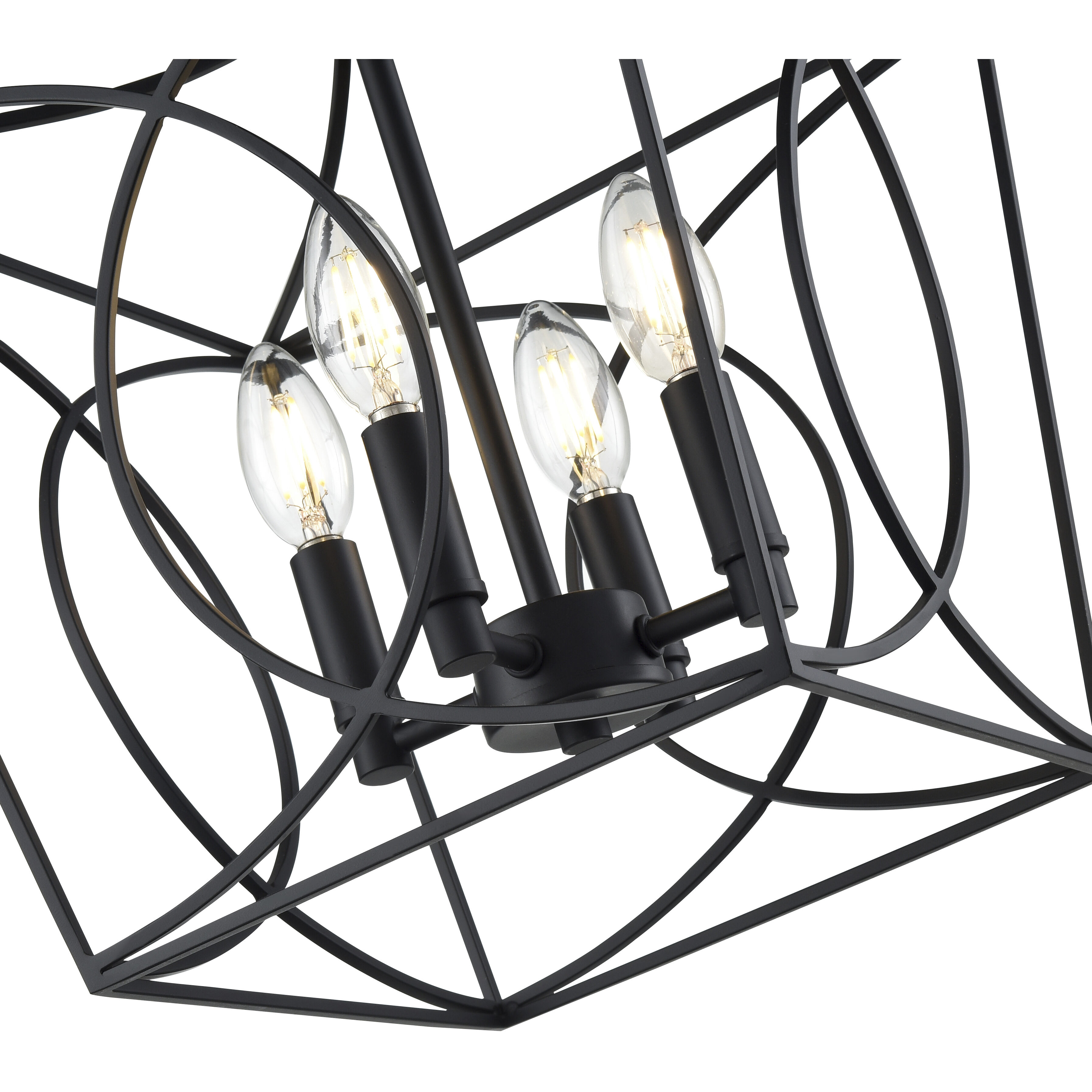 Tracy 4 Light 12 inch Matte Black Semi-Flush Mount Ceiling Light